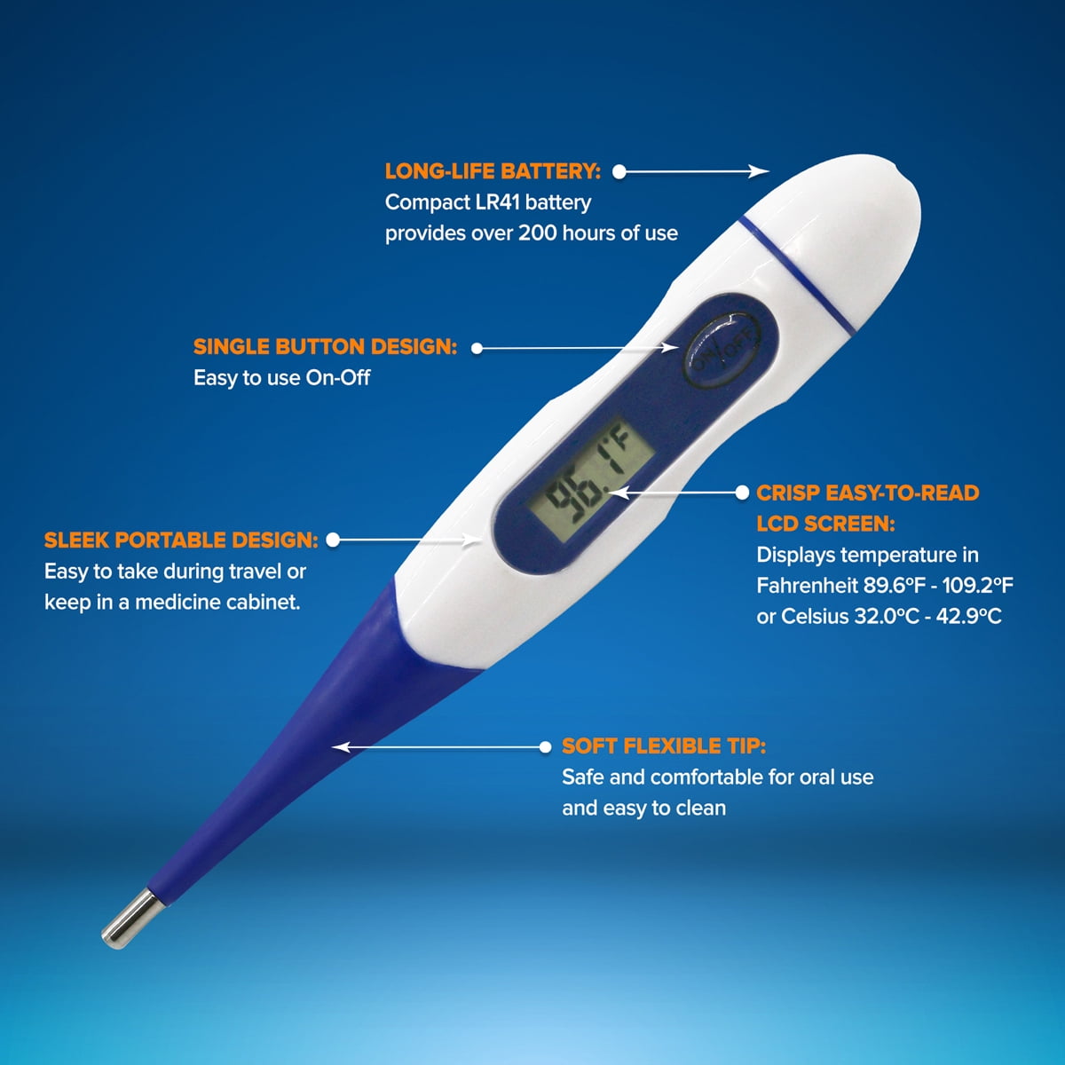 Rightcare Digital Thermometer For Oral Armpit And Body Temperature With Flexible Soft Tip For Easy Fast Results All Ages 1 Count Walmart Com Walmart Com
