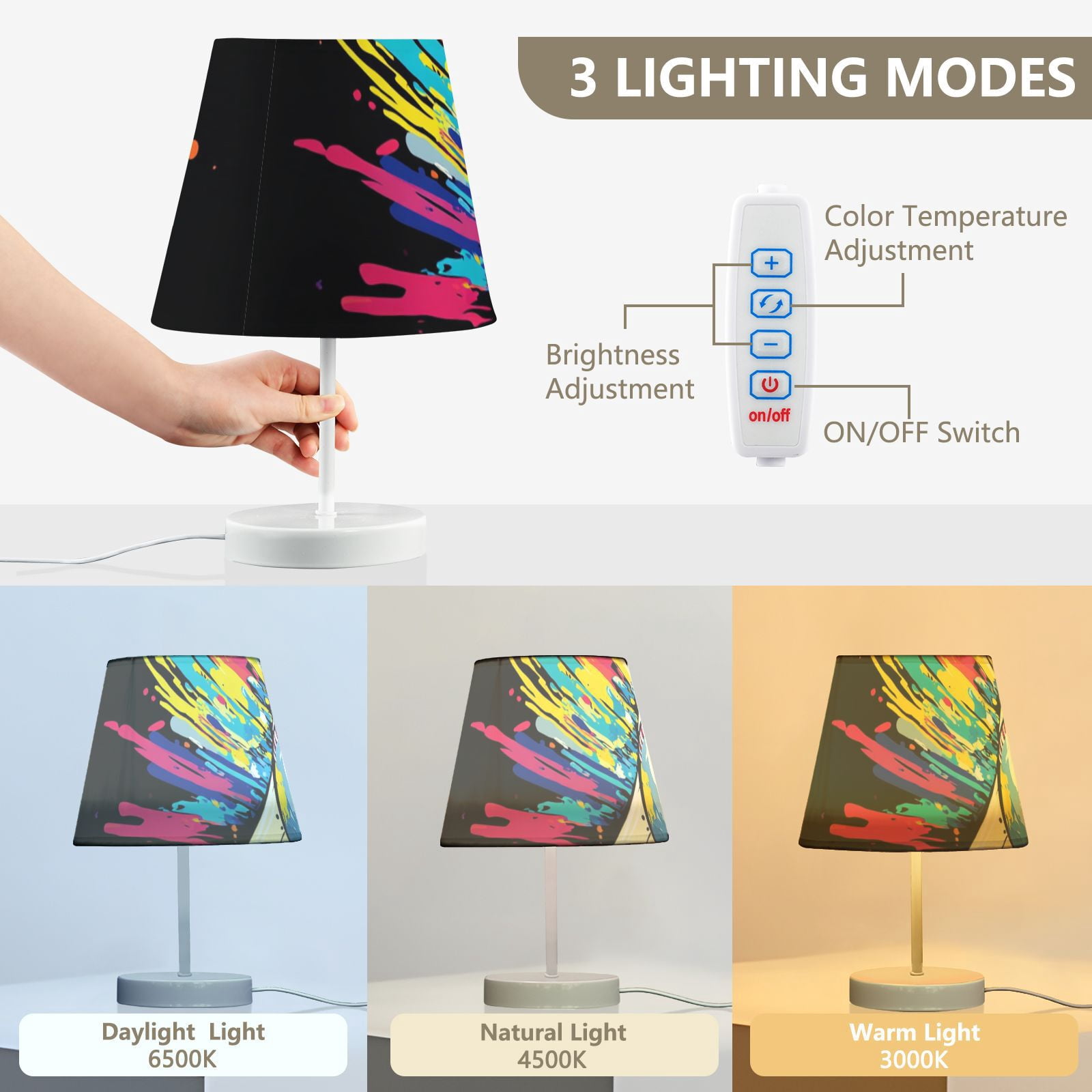 Colorful Baseball Bat Desk Lamp 3 Color Modes LED Table Lamp Nightstand Reading Light for Bedroom Living Room