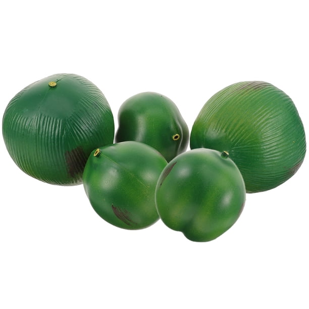 5 piezas de decoración de frutas artificiales de coco simuladas, accesorios de cocos artificiales, accesorios para fotos de frutas, adorno de coco, decoraciones de coco de granja