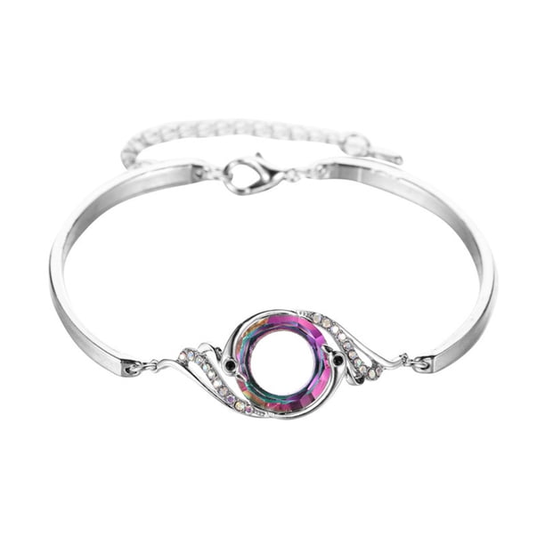 Pulsera con degradado, cadena ajustable, elegante, joyería creativa para mujer (blanco K)