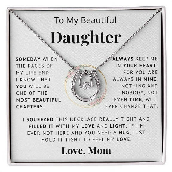 To My Daughter - Love & Light - Lucky In Love Necklace | Personalized For Daughter, Birthday Present, From Mom, Christmas Bday Xmas Holidays
