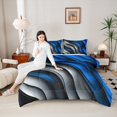 thumbnail image 4 of Homewish Adults Abstract Stripes Lines 3 Pieces Queen Comforter Set,Gradient Geometric Ultra Soft Bedding Sets,Vintage Aesthetic Bedding Comforter Set Breathable,Lightweight Room Decor, 4 of 8