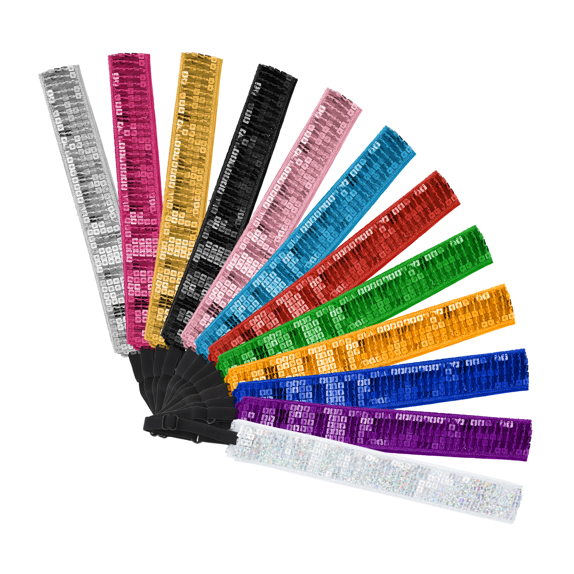 Unique Bargains Adjustable Sequins Headbands 1 Pc Black