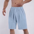 thumbnail image 2 of HAiming Mens Casual Shorts Summer Beach Linen Shorts Drawstring Elastic Waisted Loose Knee Length Pants with Pockets, 2 of 6