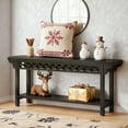 thumbnail image 3 of 70.8-Inch Heavy-Duty Solid Wood Console Table, Farmhouse Narrow Sofa Table With Storage, Scratch-Resistant Black Entryway Table For Living Room Hallway, 3 of 7
