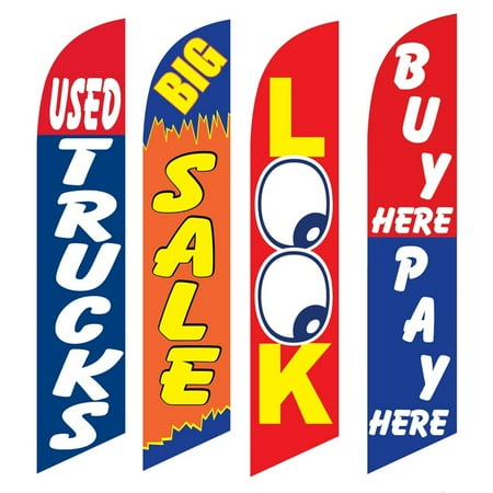 4 Advertising Swooper Flags Used Trucks Big Sale Look Buy Pay Here