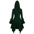thumbnail image 5 of Renaissance Witch Costume, Halloween Cosplay Gown, Medieval Button Dress, Witch Hooded Dress, Gothic Cape Dress Retro Hooded Ruffle Sleeves Irregular Skirt Women'S Cape Coat, Green XXL, 5 of 6