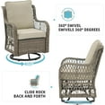 thumbnail image 2 of 3 Piece Outdoor Patio Set, Wicker Rocking Bistro Set with 2 Swivel Chairs & Tempered Glass Top Table, Rattan Outdoor Furniture with Cushions for Patio Porch Backyard（Gray Wicker/Apricot Cushion）, 2 of 6