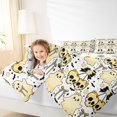 thumbnail image 3 of Manfei Halloween Skull Cherry 7-Piece Twin Bedding, Kawaii Floral Ghost Bow Bat Bedding Comforter Set, Yellow White Black,Reversible, 3 of 7