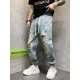 thumbnail image 2 of Pantalones Harem con Agujeros Jeans para Hombres Pantalones Vaqueros Rotos Masculinos Hip Hop Ropa de Algodón Desgarrada Tallas Grandes Y2k 2000s Baggy Xs, 2 of 5