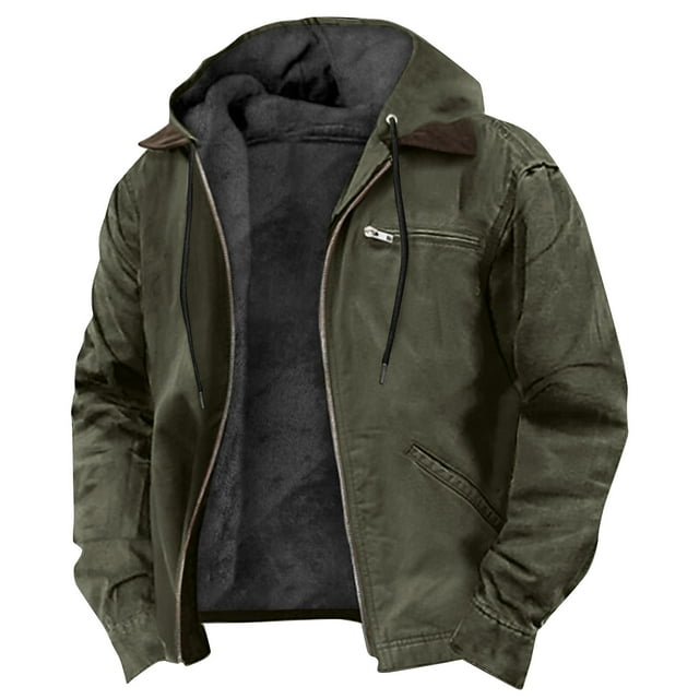 YIFUNIN Men's Hooded Sweatshirt Jacket, Solid Color Full Zip Fleece Pullover with Pockets, Casual Heavyweight Cardigan for Fall Winter,Green,L