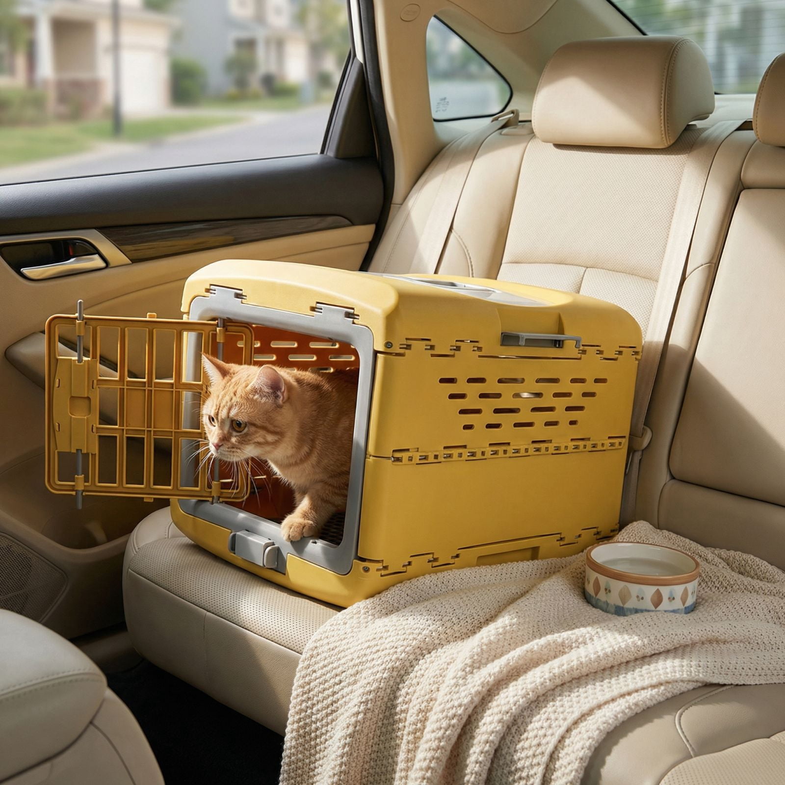 Collapsible Cat and Dog Cage - Durable Hard-Sided Carrier with Easy Unfolding, Space-Saving Design, and Comfortable Interior for Medium and Small Pets