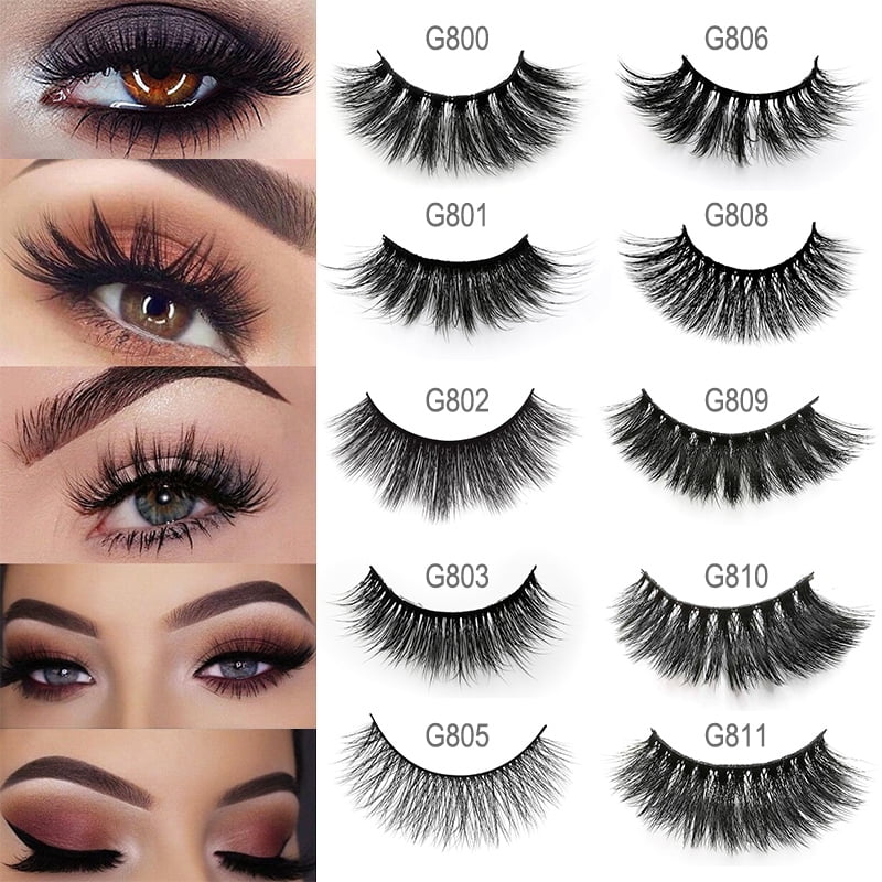 5 pairs 100 Real Fake Mink Eyelashes 3D Natural False Eyelashes 3d