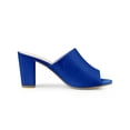 thumbnail image 3 of BLISSFUL STEP Sandales Mules à Talon Bloc à Enfiler pour Femme Bleu 6,5, 3 of 7
