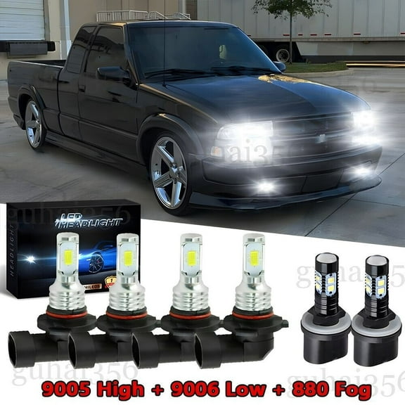 For Chevrolet S10 1998-2003 - LED Headlight Hi/Lo BEAM Fog Light Bulbs Qty 6