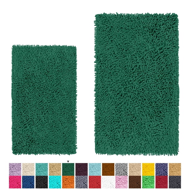 Alfombra de baño LuxUrux microfibra de chenille 1 súper absorbente rectangular kelly verde