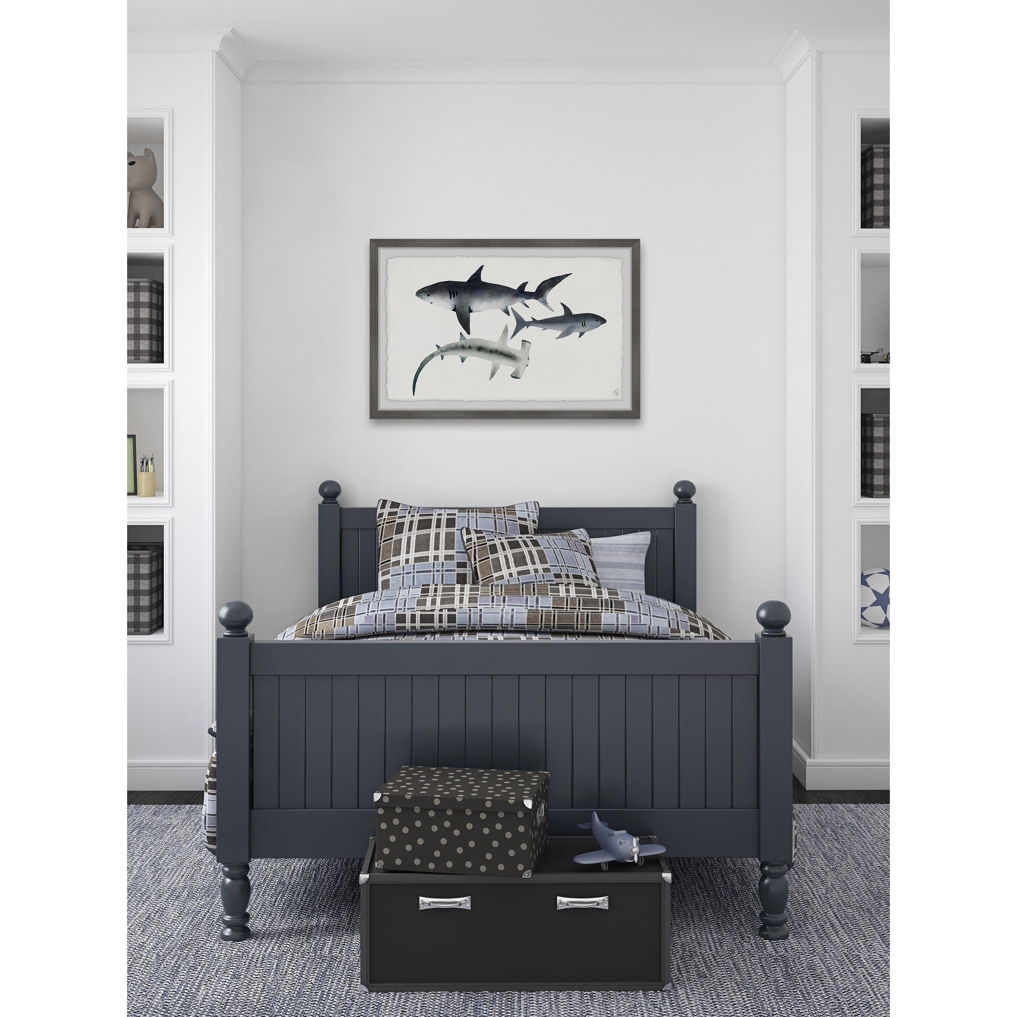 Marmont Hill Gray Sharks Framed Wall Art