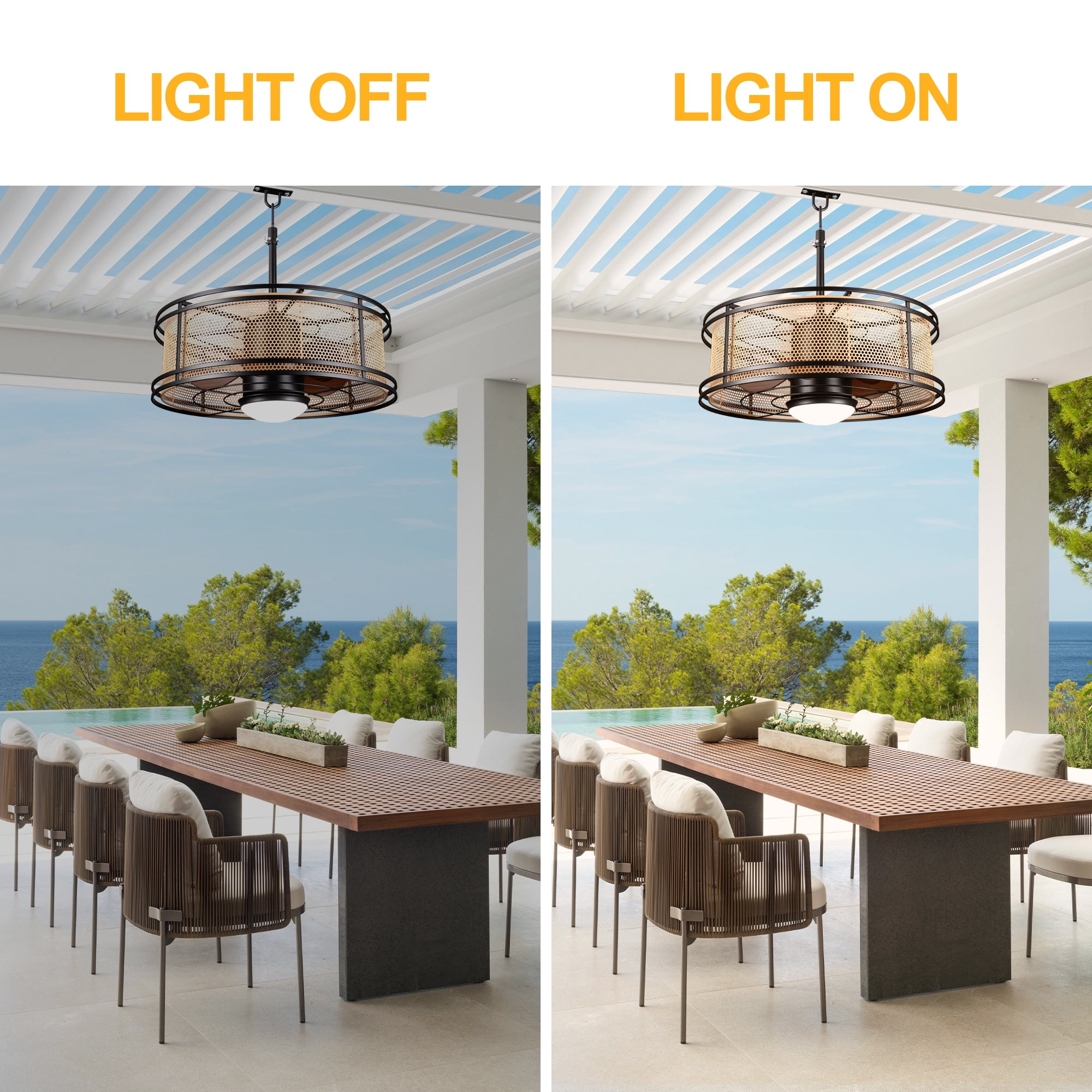 Chords Attic 24" 5-Blade Outdoor/Indoor Reversible Smart Ceiling Fan with LED Lights and Remote Control Included