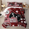 thumbnail image 2 of Homewish Cool Gamer Game Pad Quilt King,Stars Skateboard King Coverlet Set,Red Black,3pcs, 2 of 7
