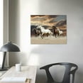 thumbnail image 3 of ONETECH Canvas Wall Art Black White Brown Running Horse Trot On Sunset Desert Animal Painting Wall Decor Print Picture Framed Bedroom Decoration, 3 of 4