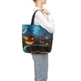 thumbnail image 2 of Lafuoo Spooky Halloween Pattern Single Shoulder Convenience Bag, Large Capacity Zippered Handbag for Shopping, Unisex-One Size, 2 of 7