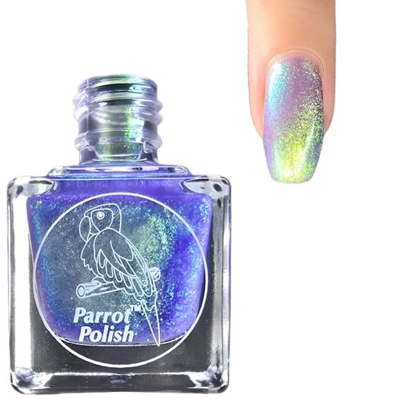 Parrot Polish Pastel Ultrachrome Nail Polish, Quick Dry Holographic Blue Color Lacquer, Long Lasting Shimmering Enamel, Luna, 0.5 Fl Oz