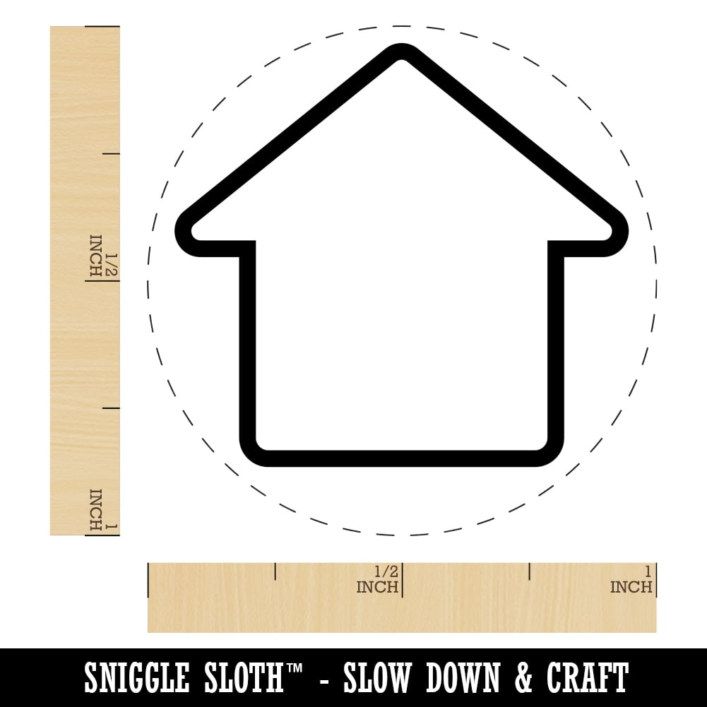 House Home Outline Self-Inking Rubber Stamp Ink Stamper - Blue Ink - Medium 1 Inch