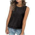 thumbnail image 4 of Women's Tops Under $10 Free Shipping Loose Casual Solid Color Round Neck Sleeveless Top, 4 of 9