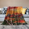 thumbnail image 2 of Orinice  Mushroom Throw Blanket, Mushrooms Magic Place Imaginary Clouds Clipart Leaves Poppies Spellbound, Flannel Fleece Accent Piece Soft Couch Cover for Adults,  Orange Taupe 50x60in, 2 of 6