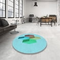 thumbnail image 4 of Ahgly Company Machine Washable Indoor Round Transitional Macaw Blue Green Area Rugs, 6' Round, 4 of 7