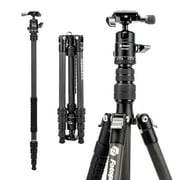 Fotopro Carbon Fiber Travel Tripod 59" Lightweight Camera Tripod Detachable Monopod with Ball Head Quick Release Plate Load up to 17.63lbs