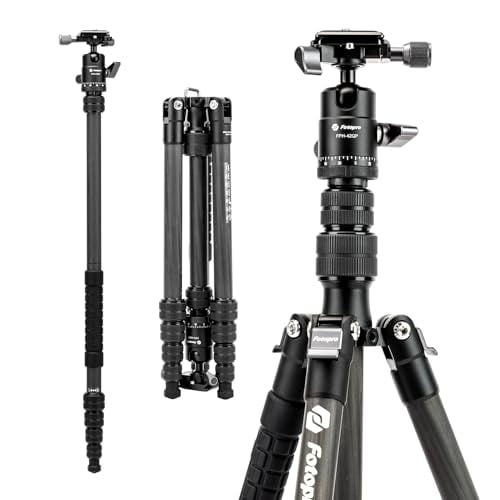 Fotopro Carbon Fiber Travel Tripod 59" Lightweight Camera Tripod Detachable Monopod with Ball Head Quick Release Plate Load up to 17.63lbs