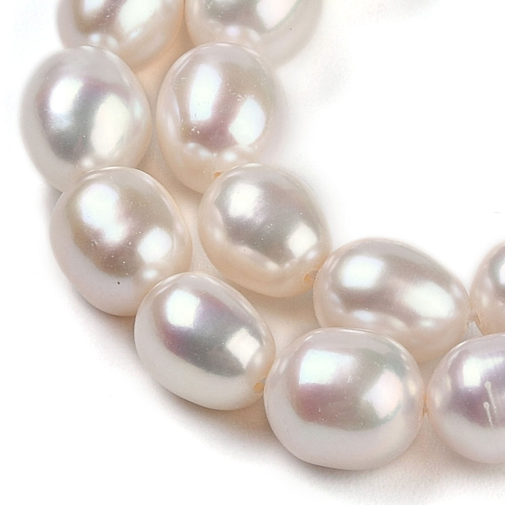 Natural Cultured Freshwater Pearl Beads Strands Potato Grade 8A Seashell Color 8~9x7.5~8mm Hole: 0.5mm 42pcs/strand 14.96''(38cm)
