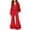 Red, variant on Szluipve 2 Piece Sets for Women Half Zip Hooded 2 Piece Tracksuit Set Long Sleeve Pullover Hoodie Top & Ruffle Hem Flare Wide Leg Pants Casual Loungewear Outfit with Pockets White XL