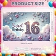 thumbnail image 2 of Sparkling  Sweet 16 Banner Floral Design 16th Birthday Display Purple Pink Butterfly Accent Birthday Backdrop for Sweet 16 Party Teenage Birthday Photo Shoot, 2 of 8