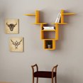 thumbnail image 2 of Ada Home Decor Furniture 50" Multiple Tier Mustard Whitetail Modern Wall Shelf, 2 of 3