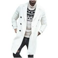 thumbnail image 2 of Elvqul Wool Peacoat for Men with Hood Overcoat Stylish White Winter Coats Double Breasted Big and Tall Mens Jacket, 2 of 3