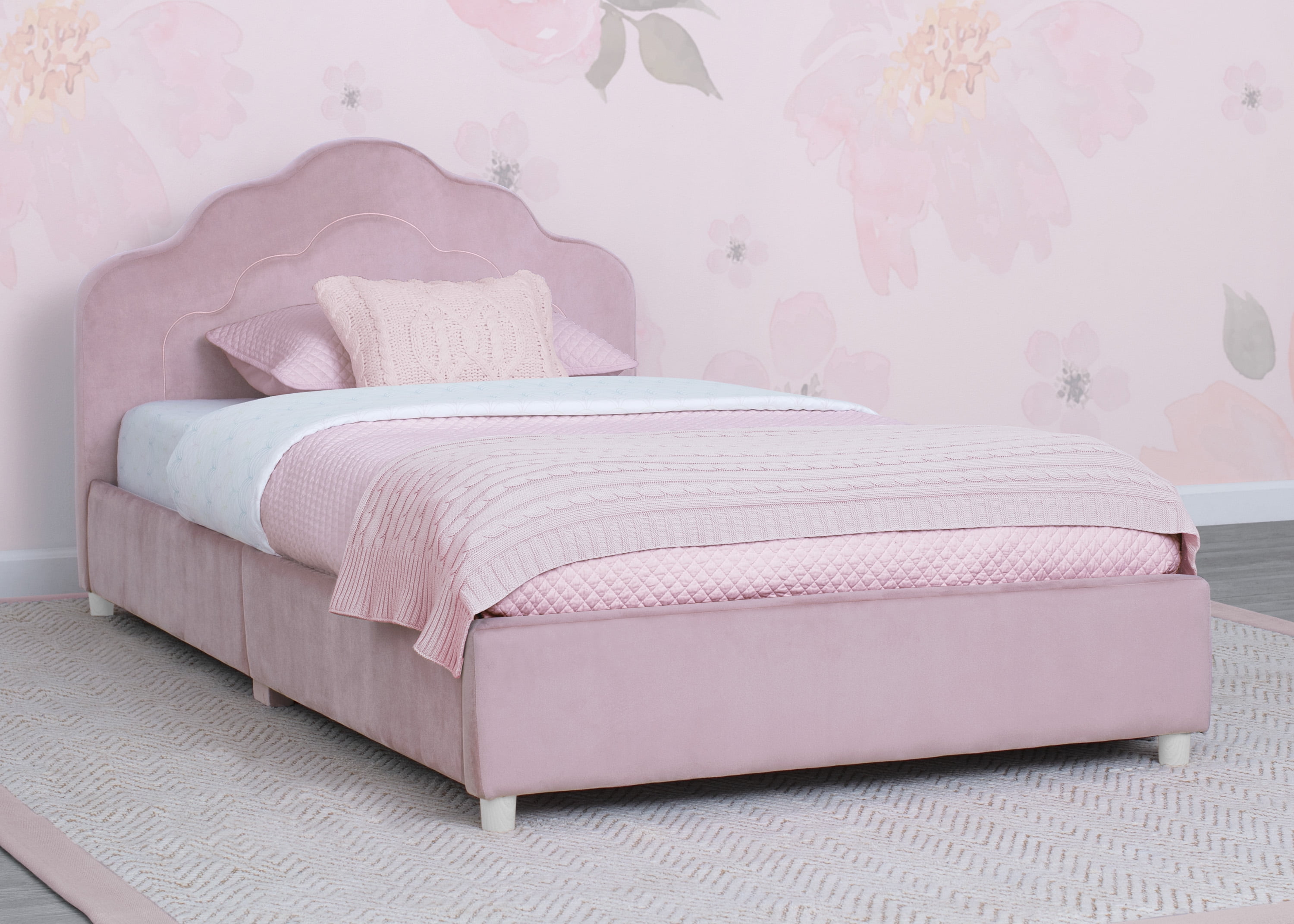 Delta Children Upholstered Twin Bed, Rose Pink