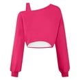 thumbnail image 6 of CheerKidz Women Fashion Asymmetrical Off Shoulder Long Sleeve Oversized Sweatshirt Cropped Casual Top Comfortable Loose Fit Trendy Streetwear Soft Breathable Everyday Wear(Hot Pink,L), 6 of 7