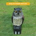 Horned Owl Decoy and 360° Rotating Head Owl Statue to Scare Birds Away