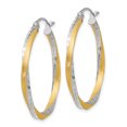 thumbnail image 2 of 14k & Rhodium Diamond-cut 2.5mm Twisted Hoop Earrings TC437, 2 of 2