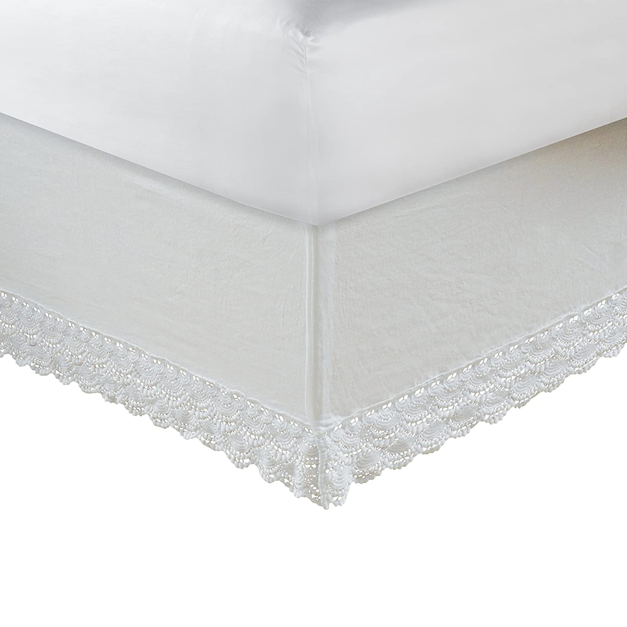 Drava Fabric Twin Size Bed Skirt With, White Twin Bed Skirt With Split Corners