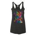 thumbnail image 3 of Colorful Cat Portrait | Cat Lover Owner | Dean Russo Art Animal Lover Tri-Blend Racerback Sleeveless Top, Vintage Black, L, 3 of 5