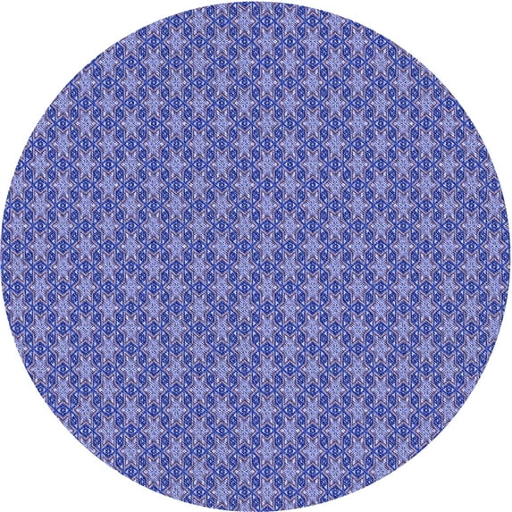 Ahgly Company Indoor Round Patterned Purple Mimosa Purple Area Rugs, 4' Round