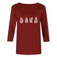 thumbnail image 5 of gbyLJF Women's Plus Size 3/4 Sleeve Halloween Shirts Funny Ghost Rhinestone Graphic Top Casual Fall Family Party Mom Tee, 5 of 7