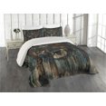 thumbnail image 2 of Ambesonne Savannah Quilted Coverlet 3 Pcs, Wild African Animals Art, Queen Size, Brown and Teal, 2 of 4