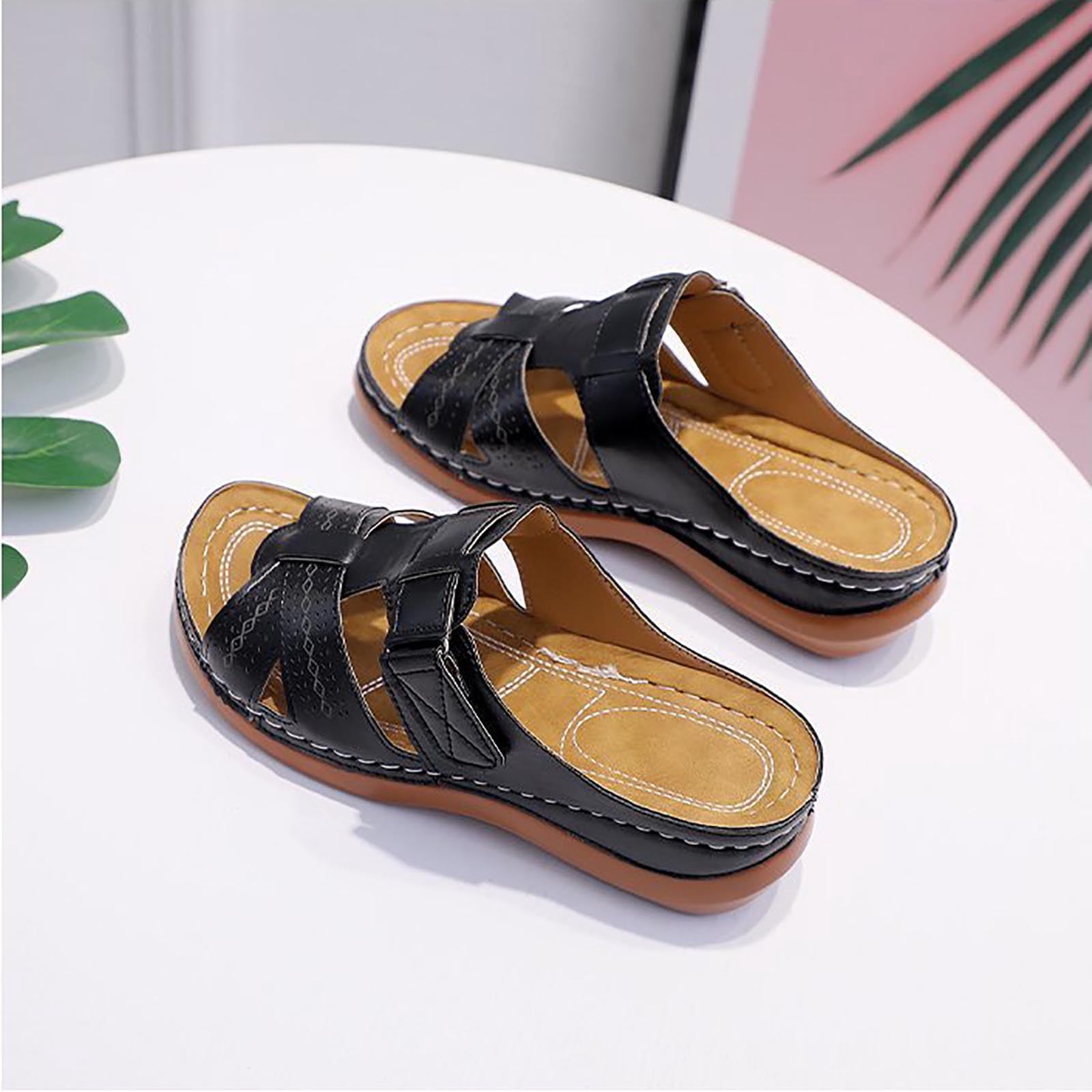 Bohemian Flip Flops for Women Summer Beach Flat Straw Sandals Comfort Slip-Ons Slippers Shoes