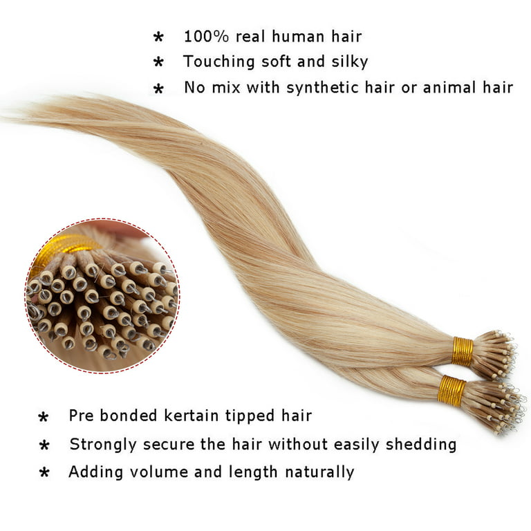 SEGO 100% Real Remy Human Hair Extensions Thick Micro Loop with Invisible  Band Hair Micro Ring Beads Hair Black/Blonde Cleanrance 