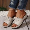 thumbnail image 6 of Beach Sandals, Cute Sandals for Women, Slip-On Wedge Sandals With Arch Support - Lightweight Comfortable Open Toe Slippers Soft Insole & Anti-Slip Sole Boho Slingback Sandals, Beige 5.5, 6 of 7