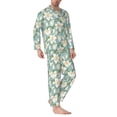 thumbnail image 2 of Lsque Lilies Flowers Pattern Long Sleeve Pajama Set for Men - Soft 2-Piece Sleepwear and Loungewear Set with Pockets, Comfy Nightwear-Small, 2 of 7
